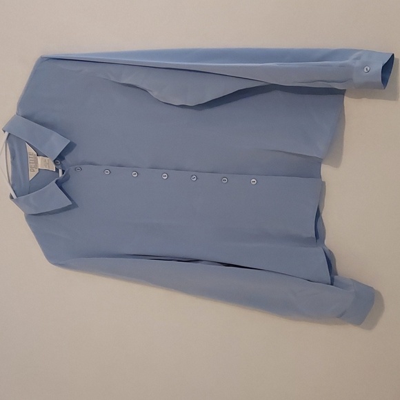 Petite Sophisticate Tops - Petite Sophisticate Light Blue Womens Shirt 100% SILK